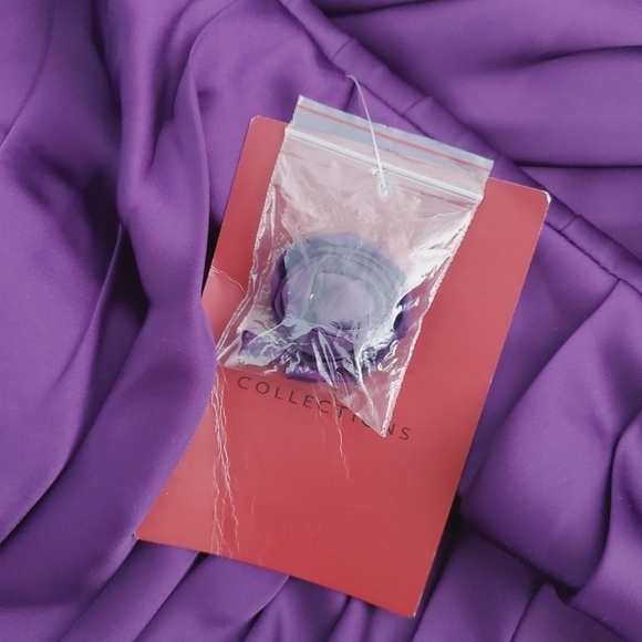 NEW JS Collections Purple Dress Beaded Frayed Hem - Picture 6 of 7